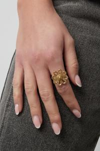 Stainless Steel Ring Chrysant - zilver- of goudkleurig