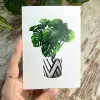 Ansichtkaart/A6 Print - Monstera Deliciosa in zwart-witte pot