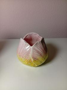 Vaas tulpenkop roze/geel