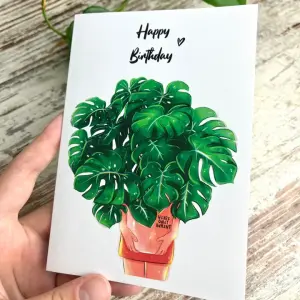 Ansichtkaart/ A6 print - Monstera Deliciosa Pot, Plantlady