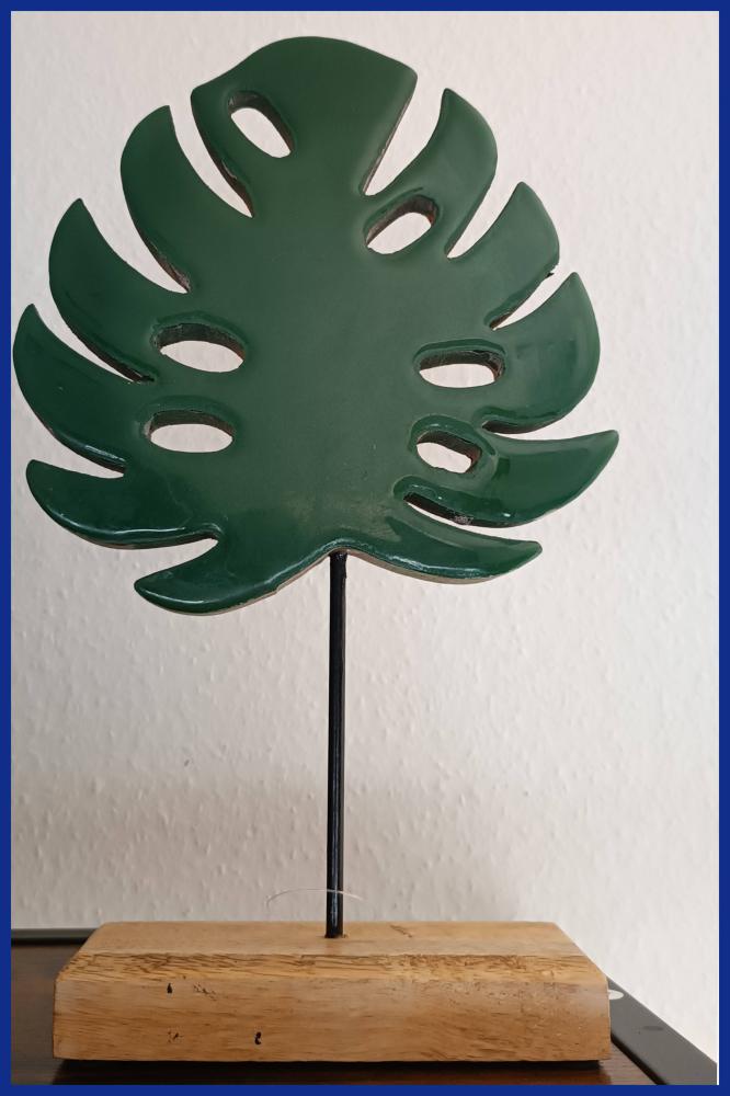 Sculptuur Monstera Groen/Naturel (Hout)