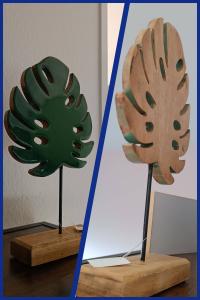 Sculptuur Monstera Groen/Naturel (Hout)
