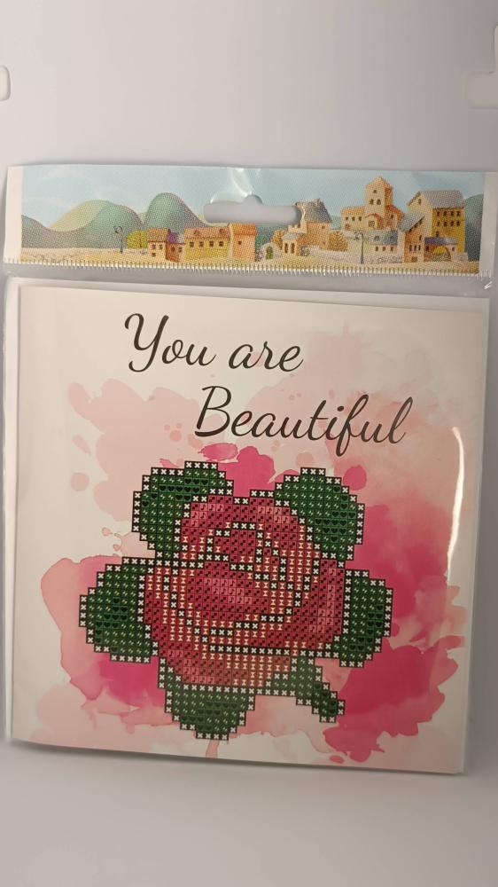 Diamond painting kaart Roos