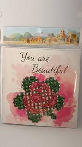 Diamond painting kaart Roos