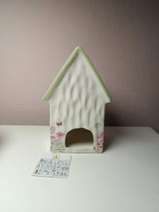 Theelichthuisje House Floral Mintgroen Dak – Aardewerk 22 cm