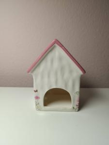 Theelichthuisje House Floral Roze – Lichthuisje met Bloemenprint en Roze Dakje
