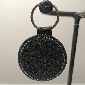 Gepersonaliseerde Fotosleutelhanger Rond Zwart Glitter | Eigen Foto