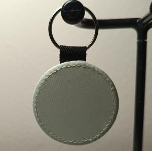 Gepersonaliseerde Fotosleutelhanger Rond Wit met Lichtroze Glitter | Eigen Foto