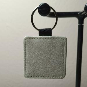 Gepersonaliseerde Fotosleutelhanger Vierkant Wit Glitter | Eigen Foto