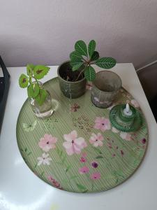 Dienblad Floral groen/roze