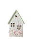 Theelichthuisje House Floral Mintgroen Dak – Aardewerk 22 cm