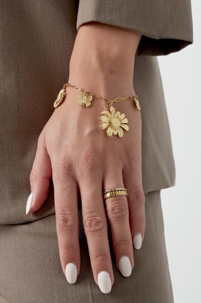 Bedelarmband flowerlicious goud